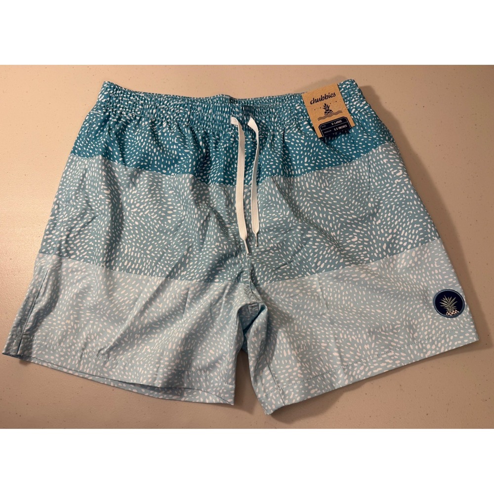 Chubbies Swim Trunks Men XL Blue The Whale Sharks 5.5"Ins Shorts NEW